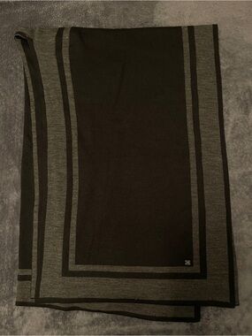 Ralph Lauren Striped Knit Poncho Wrap in Black & Charcoal